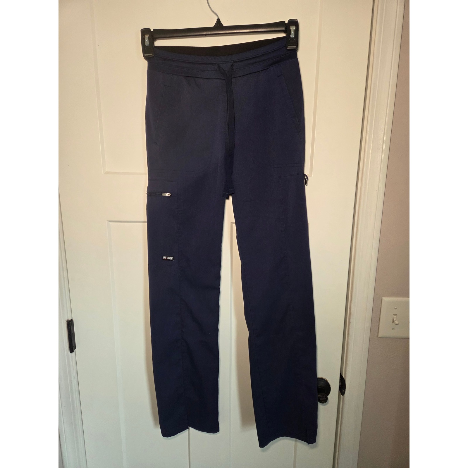 Greys Anatomy Barco Spandex Stretch Scrub Pants Navy Blue Xxs Cargo Drawstring